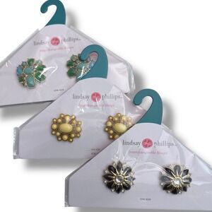 NEW Lindsay Phillips Interchangeable Snaps Jewelry Set Blue Yellow Black Gold